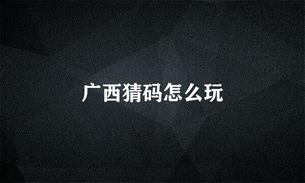 广西猜码怎么玩