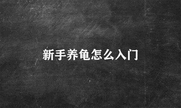 新手养龟怎么入门