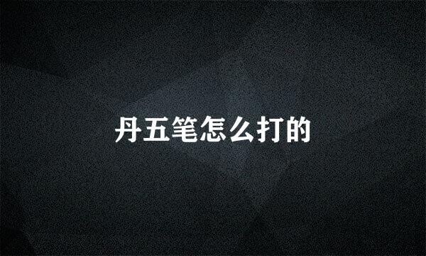 丹五笔怎么打的