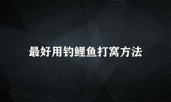 最好用钓鲤鱼打窝方法