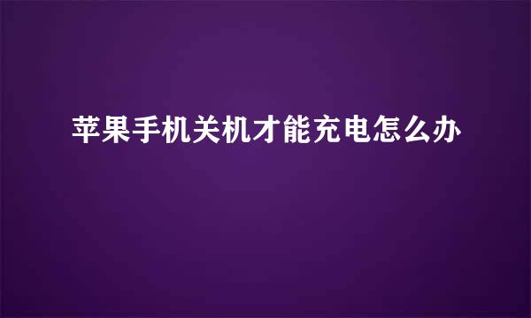 苹果手机关机才能充电怎么办