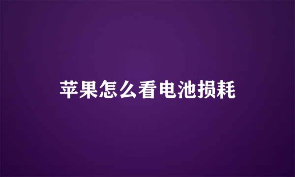 苹果怎么看电池损耗