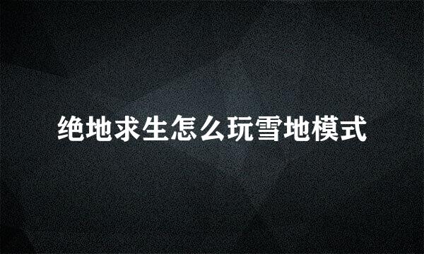 绝地求生怎么玩雪地模式