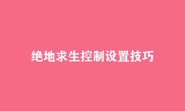 绝地求生控制设置技巧