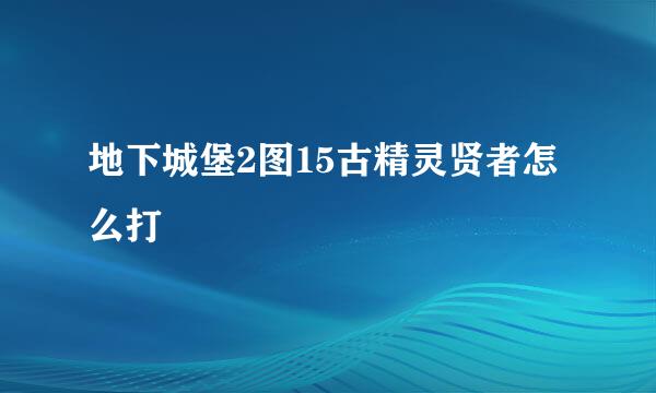 地下城堡2图15古精灵贤者怎么打