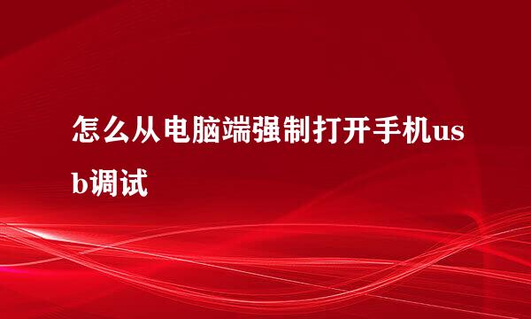 怎么从电脑端强制打开手机usb调试