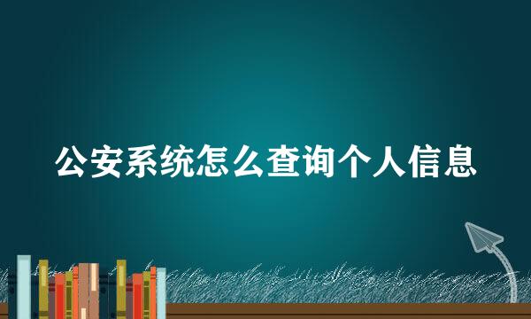 公安系统怎么查询个人信息