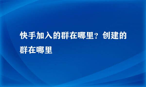 快手加入的群在哪里？创建的群在哪里