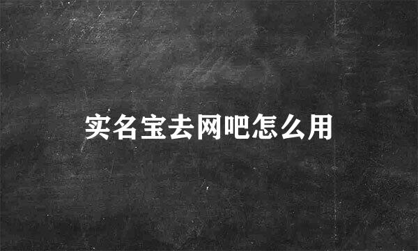 实名宝去网吧怎么用