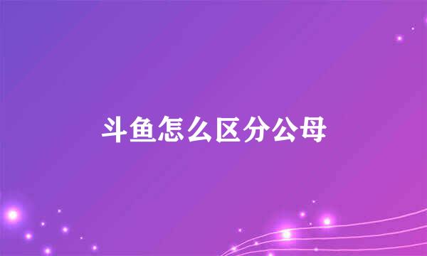 斗鱼怎么区分公母