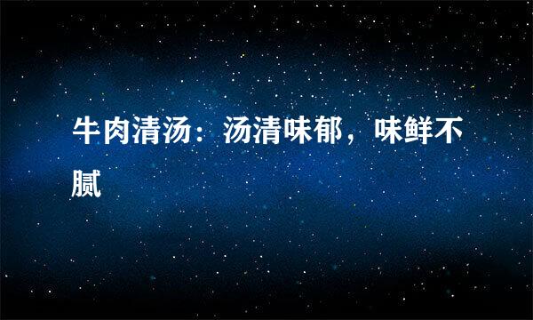 牛肉清汤：汤清味郁，味鲜不腻