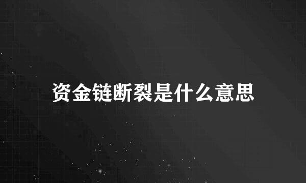 资金链断裂是什么意思