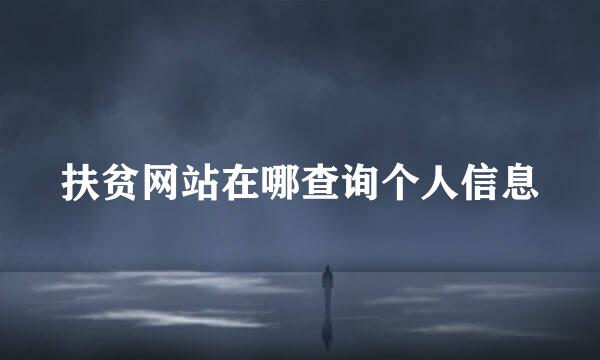 扶贫网站在哪查询个人信息