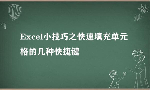 Excel小技巧之快速填充单元格的几种快捷键