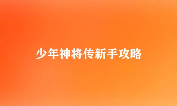 少年神将传新手攻略