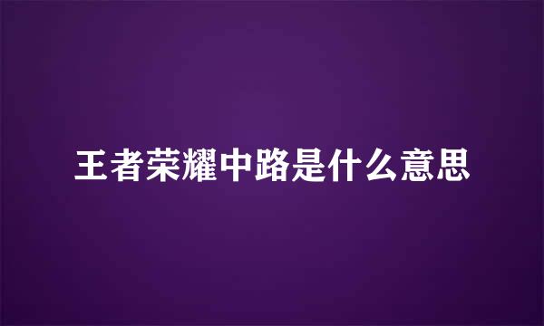 王者荣耀中路是什么意思