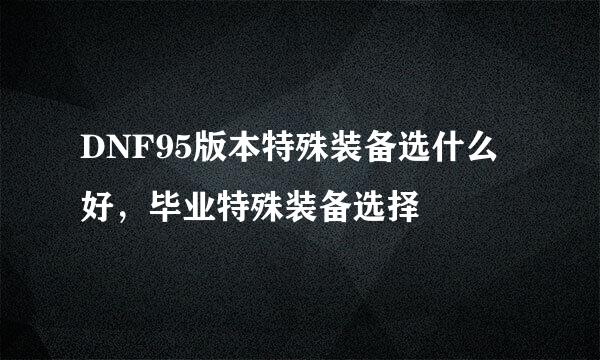 DNF95版本特殊装备选什么好，毕业特殊装备选择