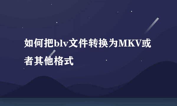 如何把blv文件转换为MKV或者其他格式