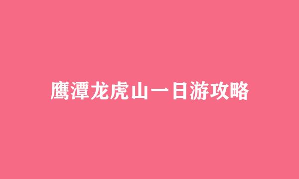 鹰潭龙虎山一日游攻略