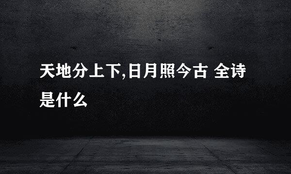 天地分上下,日月照今古 全诗是什么