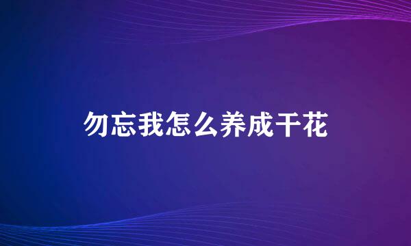勿忘我怎么养成干花