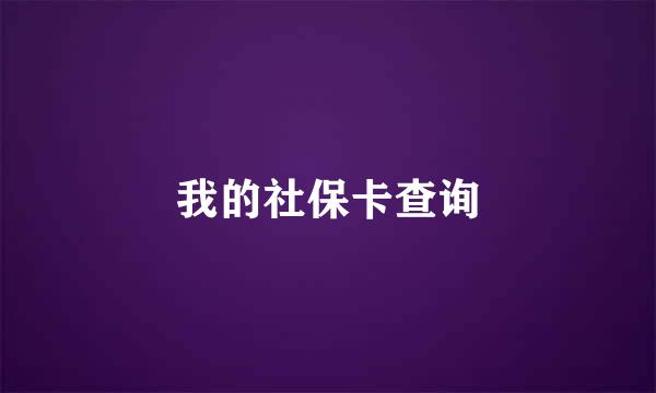 我的社保卡查询