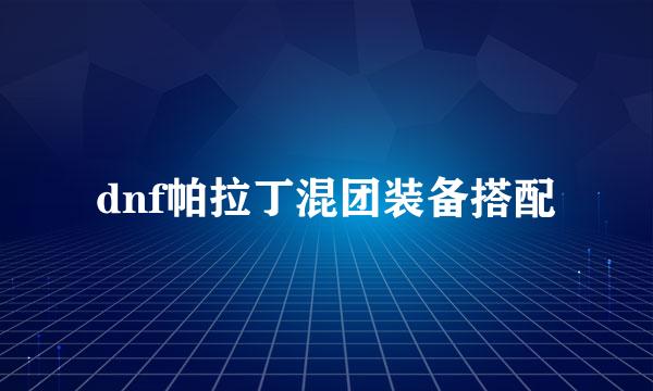 dnf帕拉丁混团装备搭配
