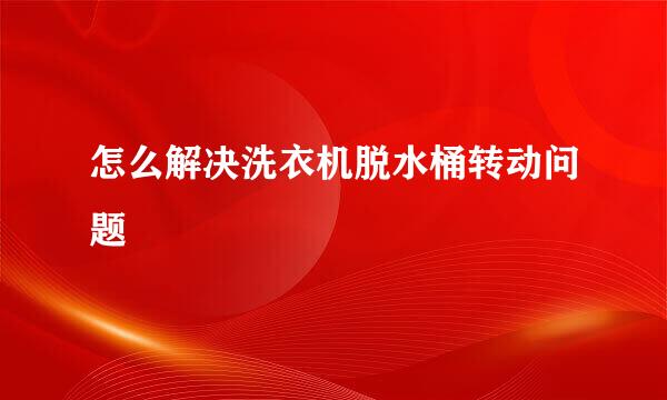 怎么解决洗衣机脱水桶转动问题