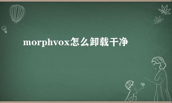 morphvox怎么卸载干净