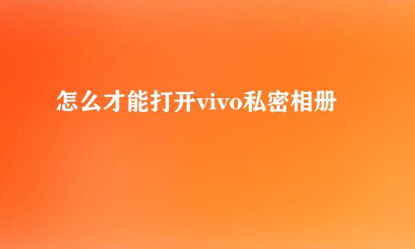 怎么才能打开vivo私密相册