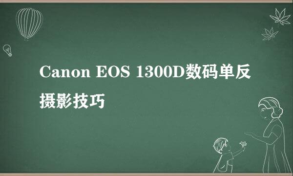 Canon EOS 1300D数码单反摄影技巧