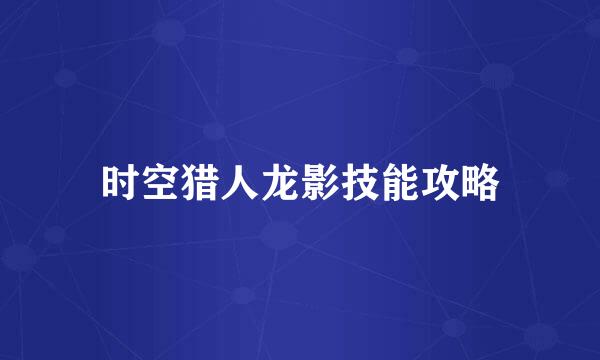 时空猎人龙影技能攻略