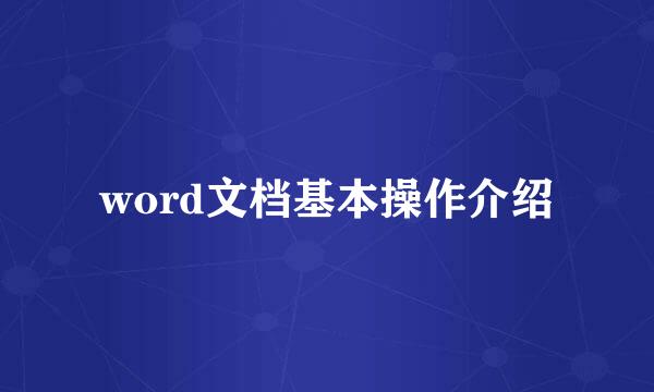 word文档基本操作介绍