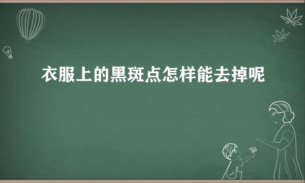 衣服上的黑斑点怎样能去掉呢