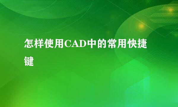怎样使用CAD中的常用快捷键