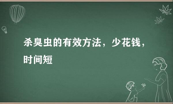 杀臭虫的有效方法，少花钱，时间短