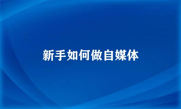 新手如何做自媒体