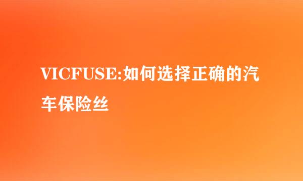 VICFUSE:如何选择正确的汽车保险丝