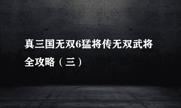 真三国无双6猛将传无双武将全攻略（三）