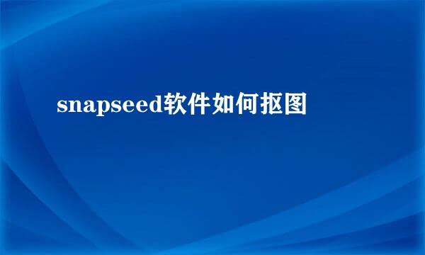 snapseed软件如何抠图