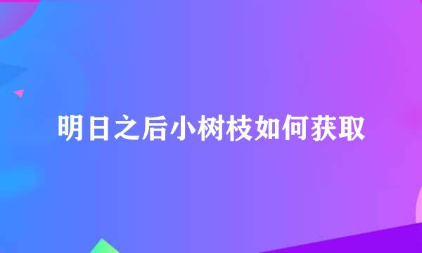 明日之后小树枝如何获取
