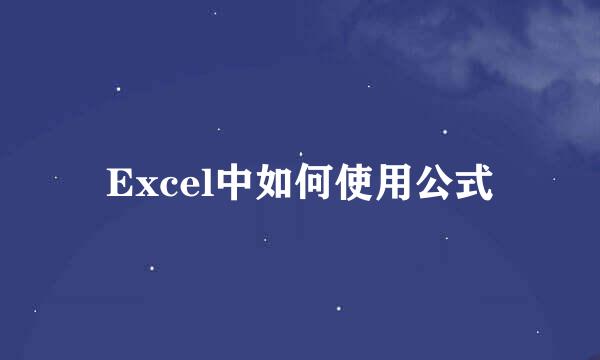 Excel中如何使用公式