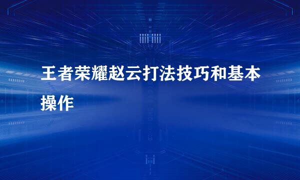 王者荣耀赵云打法技巧和基本操作