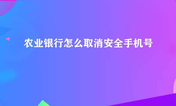 农业银行怎么取消安全手机号