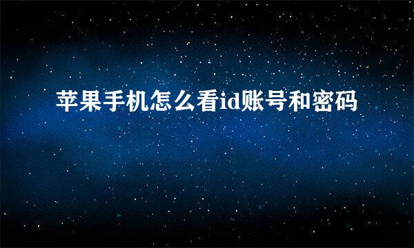 苹果手机怎么看id账号和密码