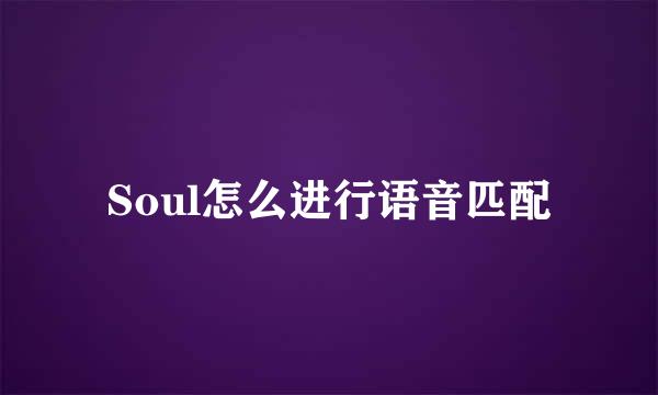 Soul怎么进行语音匹配