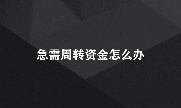 急需周转资金怎么办