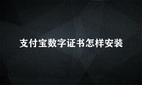 支付宝数字证书怎样安装