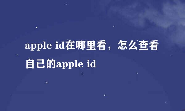 apple id在哪里看，怎么查看自己的apple id