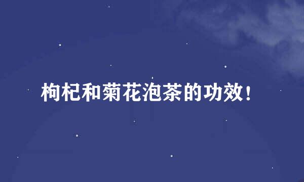 枸杞和菊花泡茶的功效！